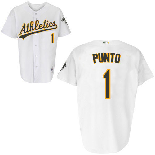 Nick Punto #1 Youth Baseball Jersey-Oakland Athletics Authentic Home White Cool Base MLB Jersey